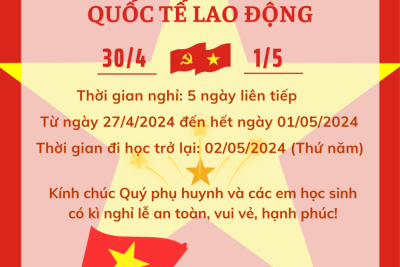 THÔNG BÁO NGHỈ LỄ _ Trường Tiểu học thị trấn Rạng Đông