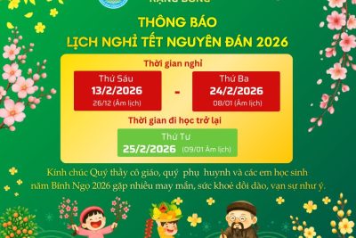 THÔNG BÁO NGHỈ TẾT NGUYÊN ĐÁN 2026